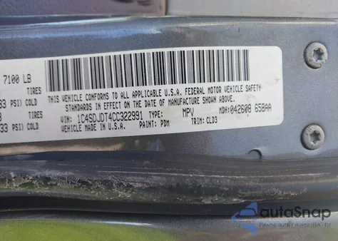 2012 Dodge Durango Crew из США, поврежденный, VIN 1C4SDJDT4CC322991